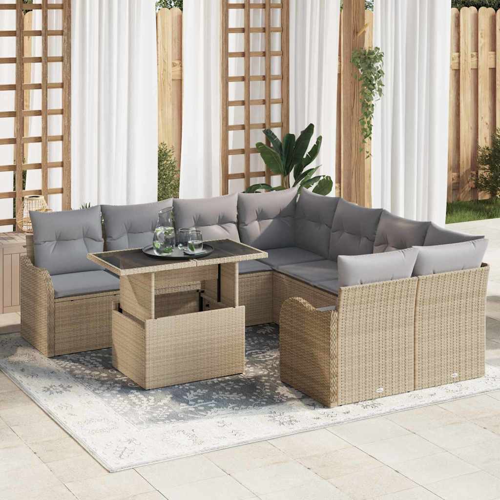 Tuin Sofa Set Met Kussen 9 Pcs Poly Riet