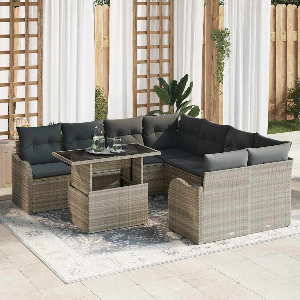 Tuin Sofa Set Met Kussen 9 Pcs Poly Riet