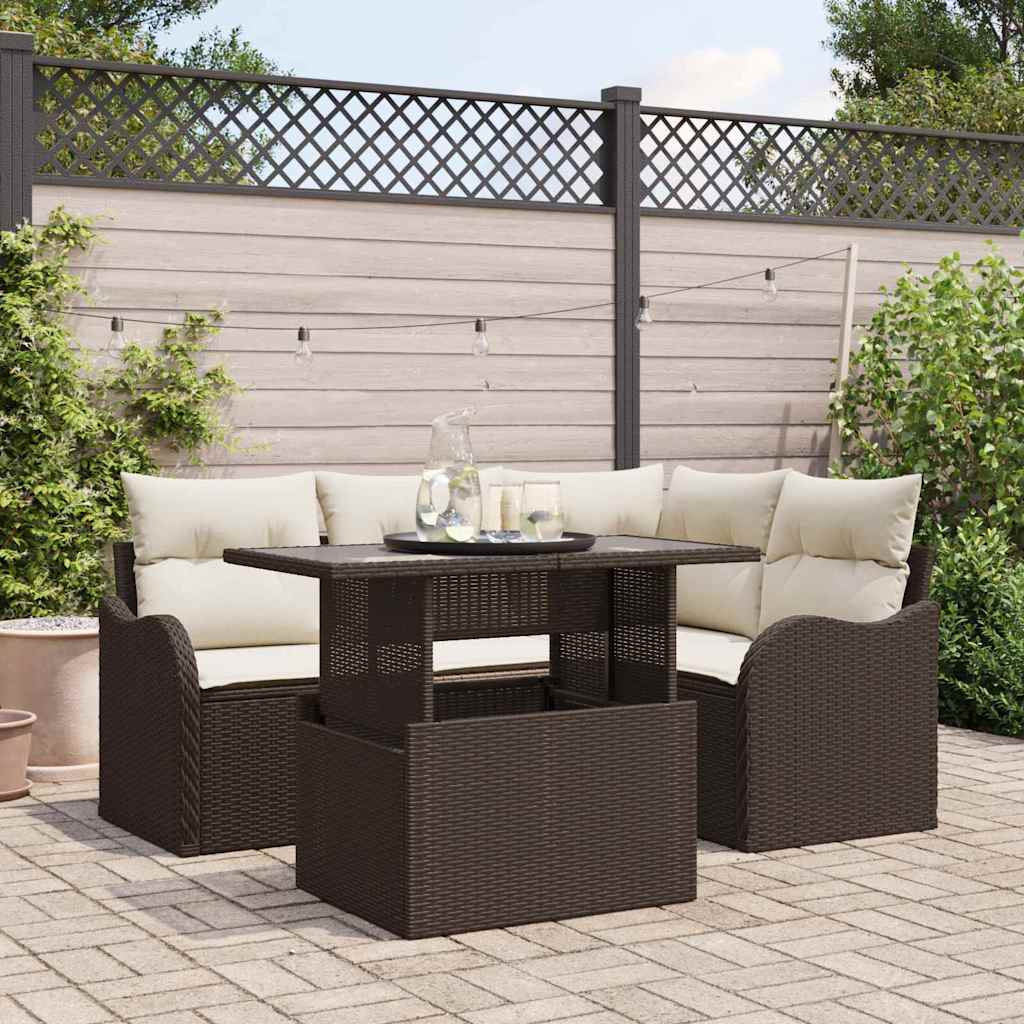 Tuin Sofa Set Met Kussen 5 Pcs Poly Riet