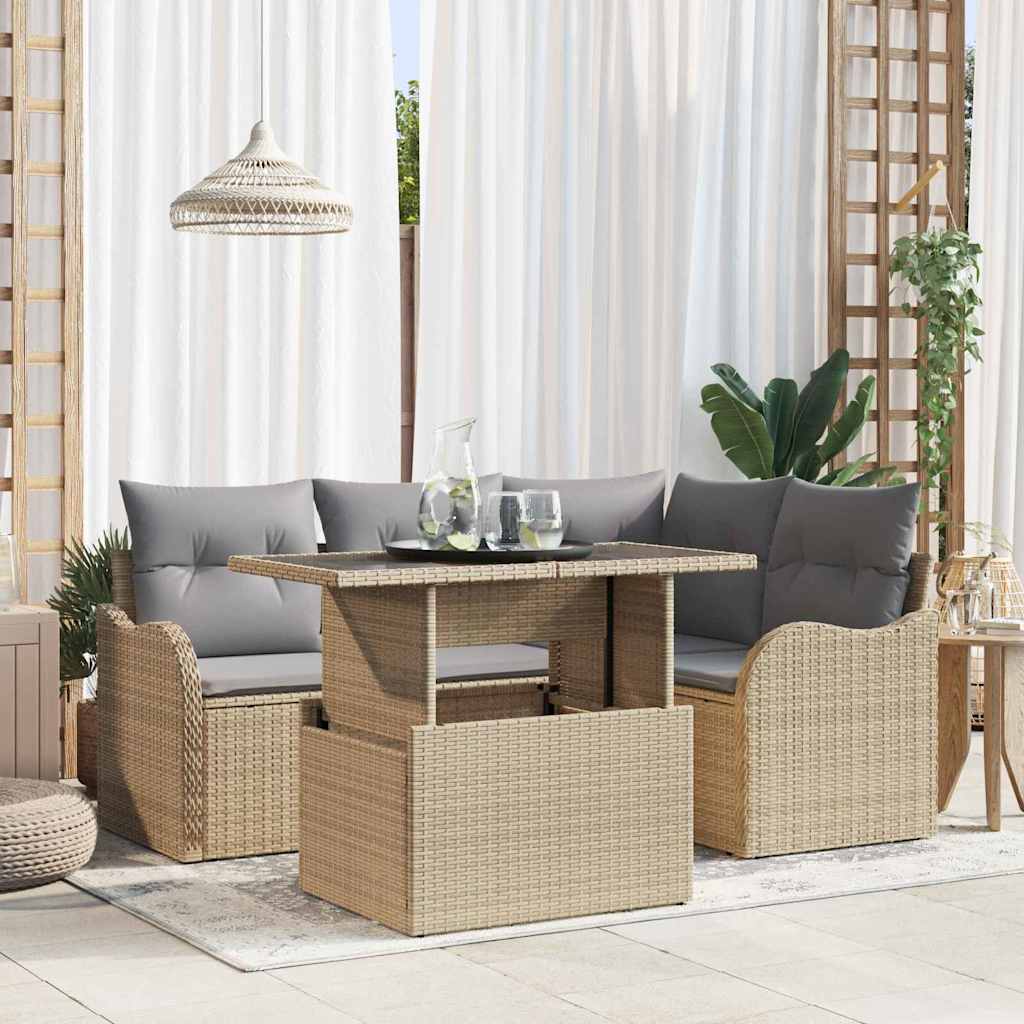 Tuin Sofa Set Met Kussen 5 Pcs Poly Riet