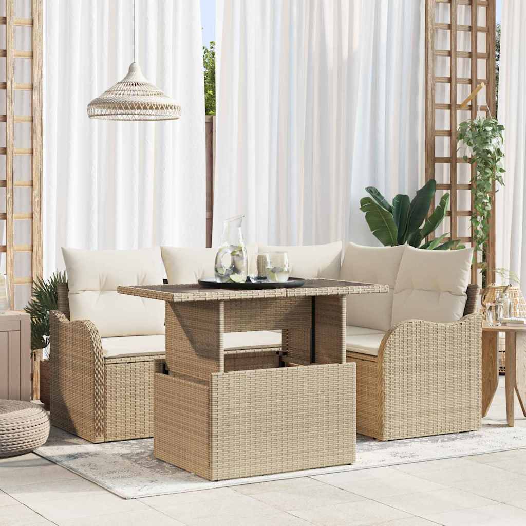 Tuin Sofa Set Met Kussen 5 Pcs Poly Riet