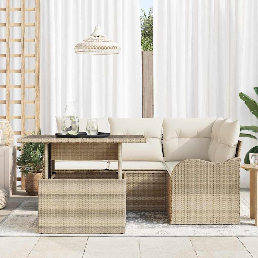 Tuin Sofa Set Met Kussen 5 Pcs Poly Riet