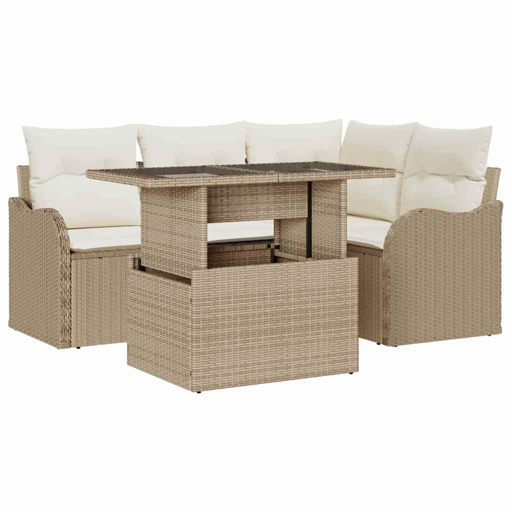 Tuin Sofa Set Met Kussen 5 Pcs Poly Riet