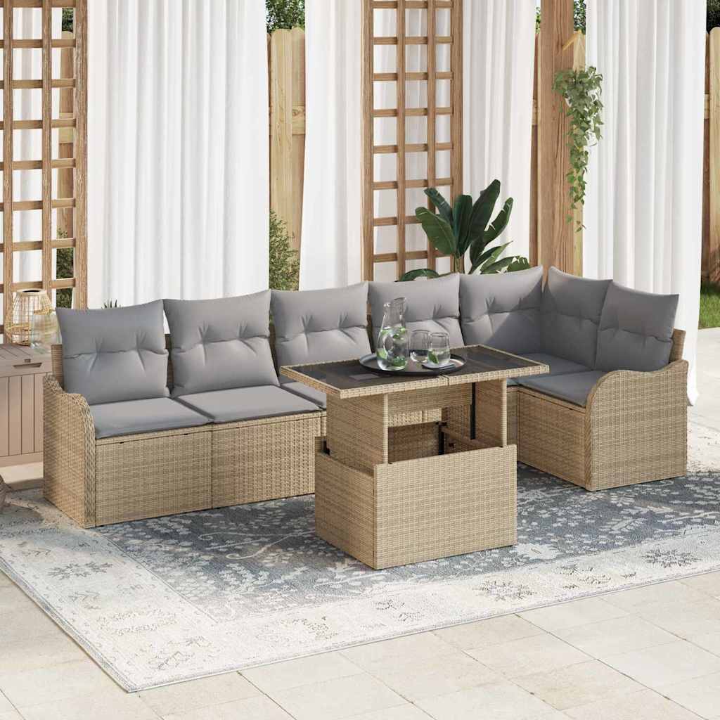 Tuin Sofa Set Met Kussen 7 Pcs Poly Riet