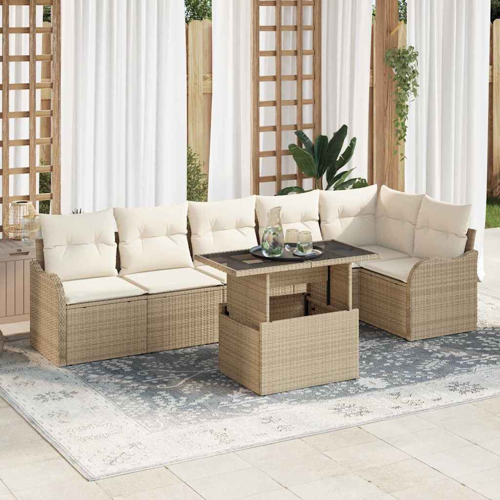 Tuin Sofa Set Met Kussen 7 Pcs Poly Riet