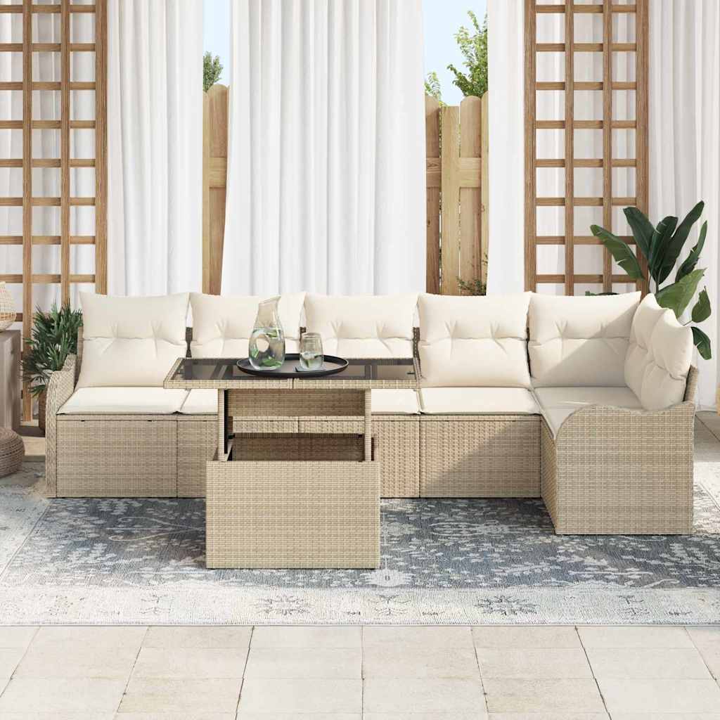Tuin Sofa Set Met Kussen 7 Pcs Poly Riet