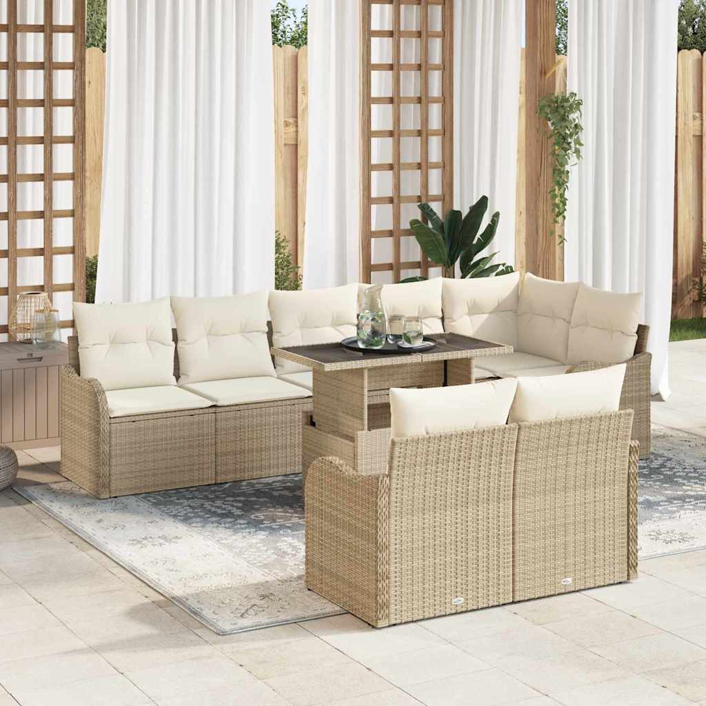 Tuin Sofa Set Met Kussen 9 Pcs Poly Riet