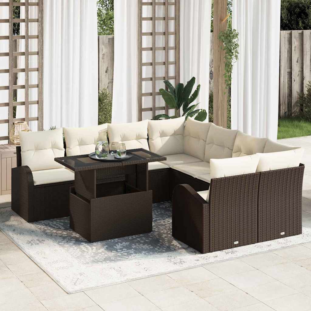 Tuin Sofa Set Met Kussen 9 Pcs Poly Riet