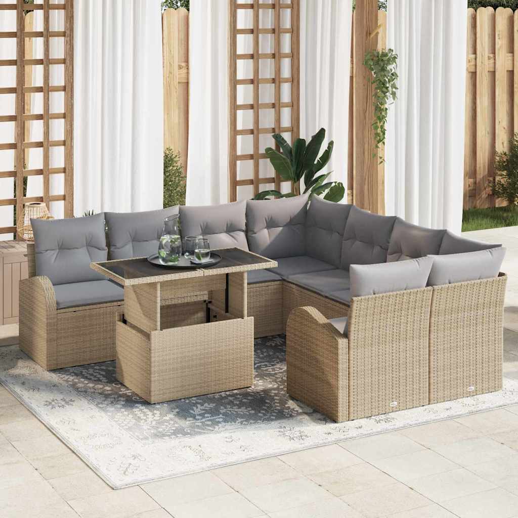Tuin Sofa Set Met Kussen 9 Pcs Poly Riet