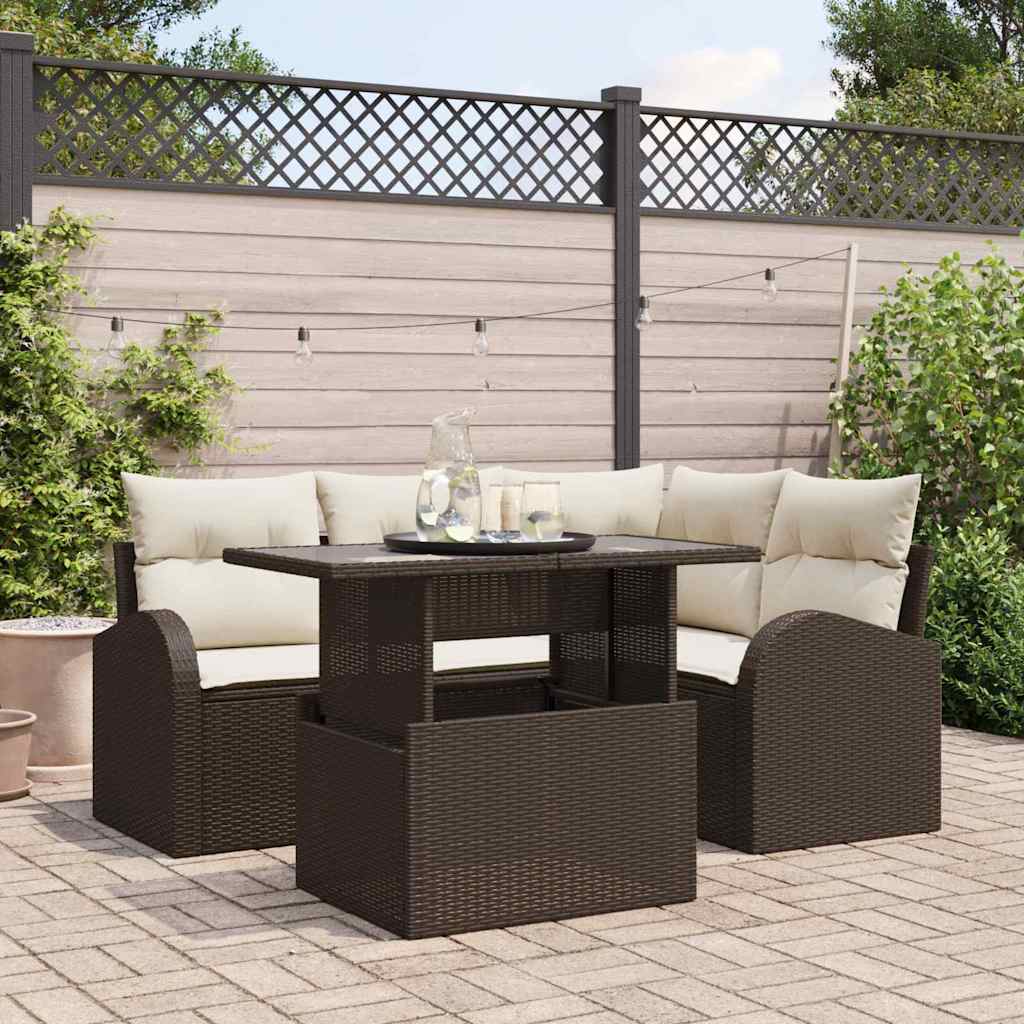 Tuin Sofa Set Met Kussen 5 Pcs Poly Riet