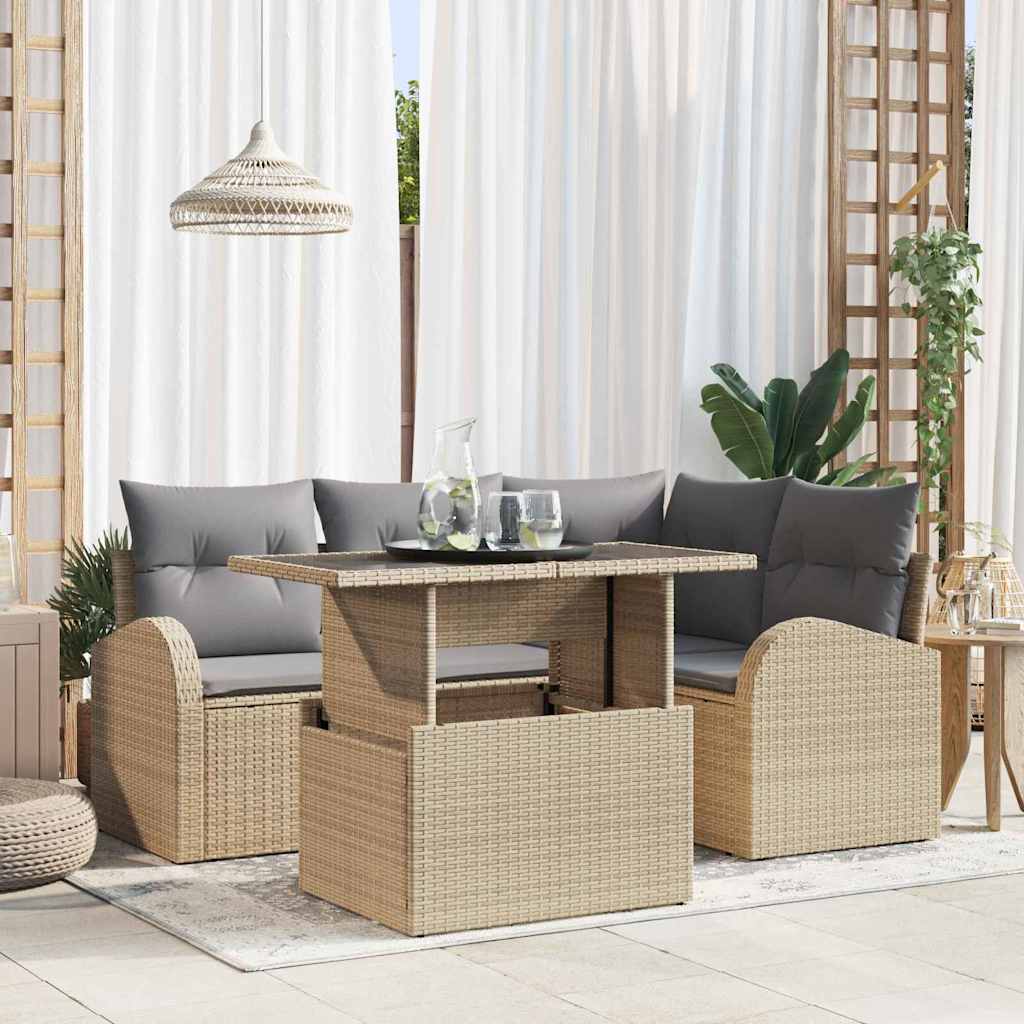 Tuin Sofa Set Met Kussen 5 Pcs Poly Riet