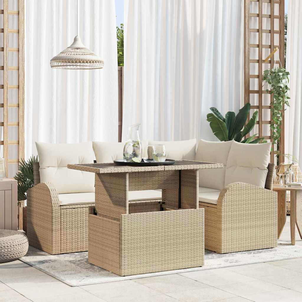 Tuin Sofa Set Met Kussen 5 Pcs Poly Riet