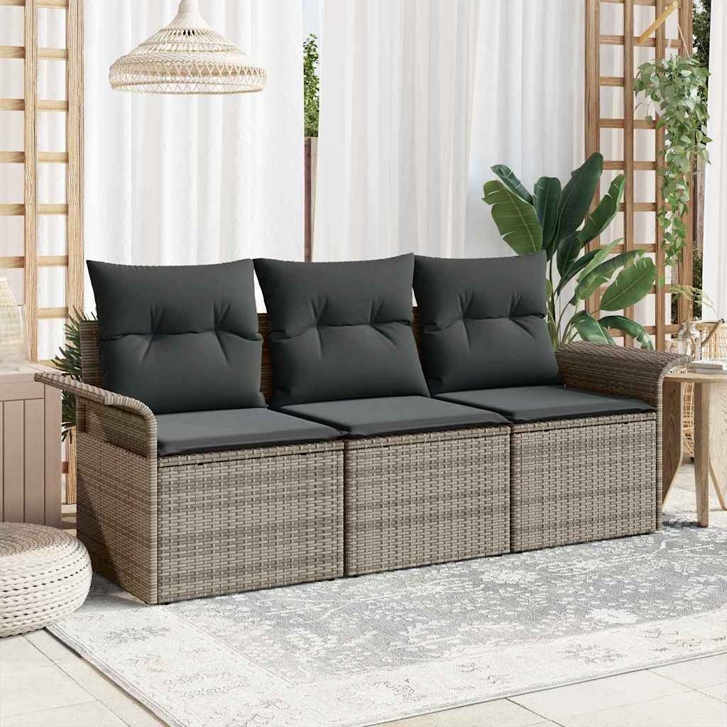 Tuin Sofa Set Met Kussen Met Opslag 3 Pcs Poly Riet