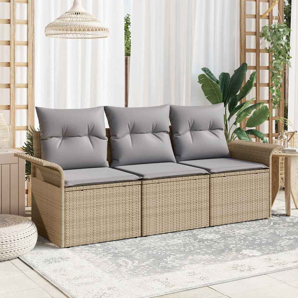 Tuin Sofa Set Met Kussen Met Opslag 3 Pcs Poly Riet