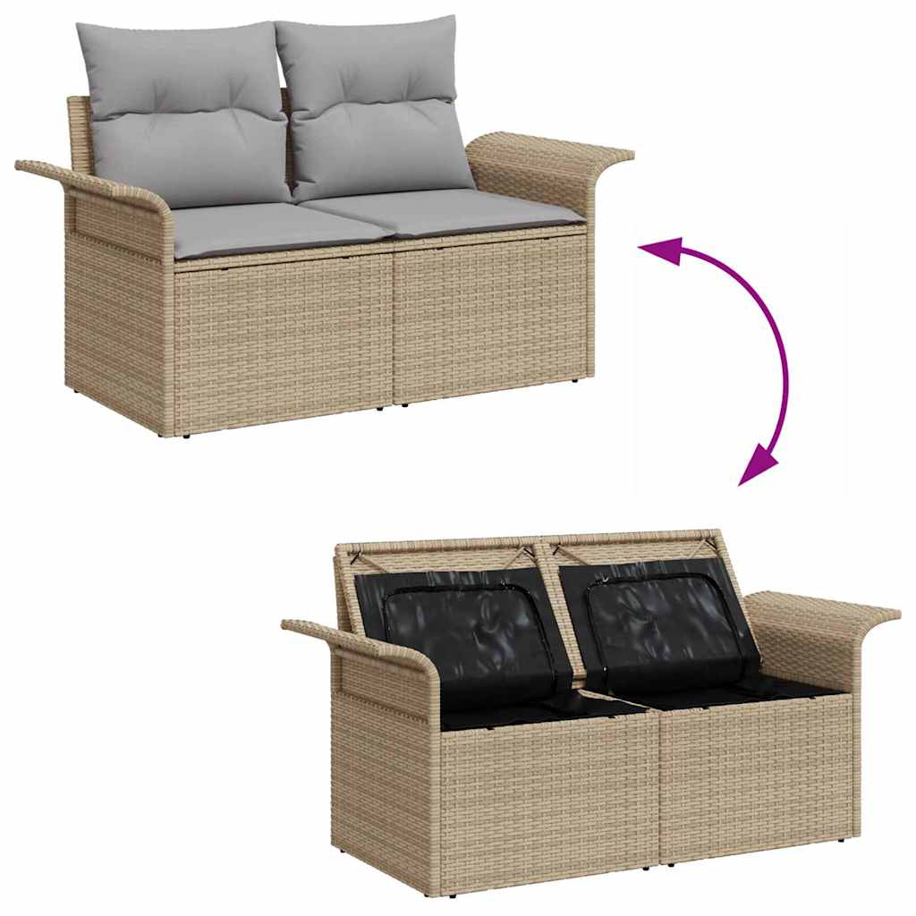 Tuin Sofa Set Met Kussen Met Opslag 3 Pcs Poly Riet