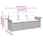 Tuin Sofa Set Met Kussen Met Opslag 3 Pcs Poly Riet