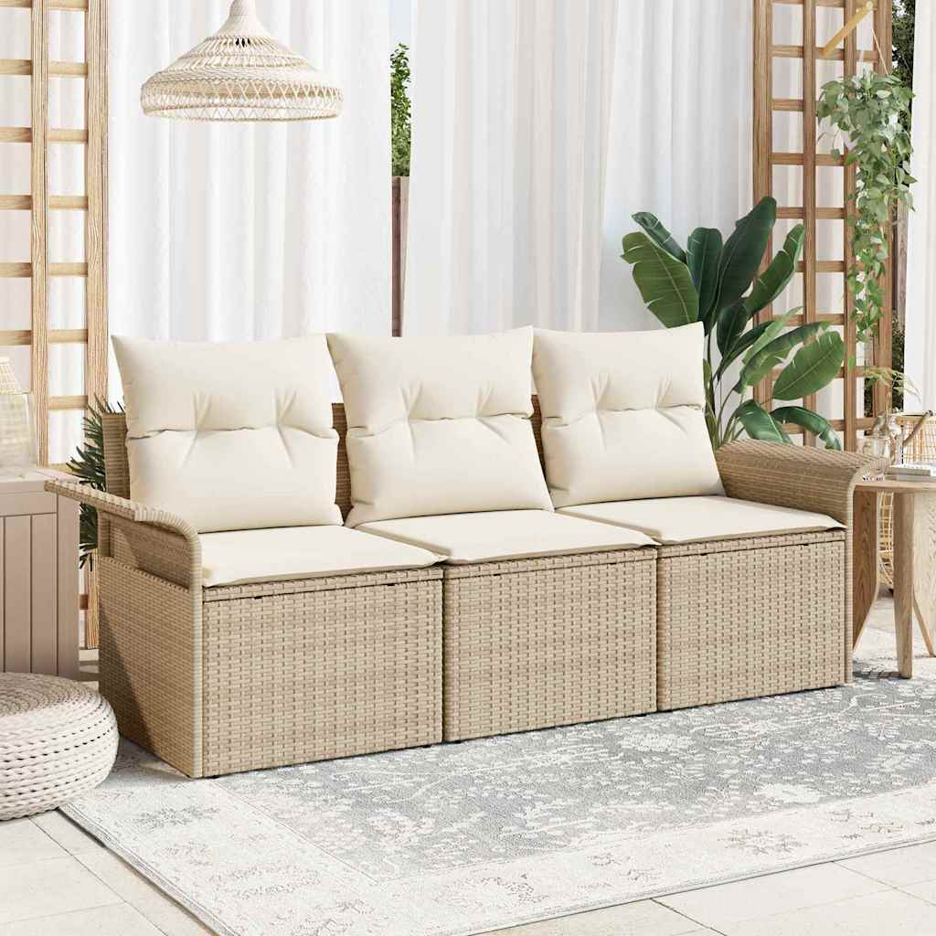 Tuin Sofa Set Met Kussen Met Opslag 3 Pcs Poly Riet