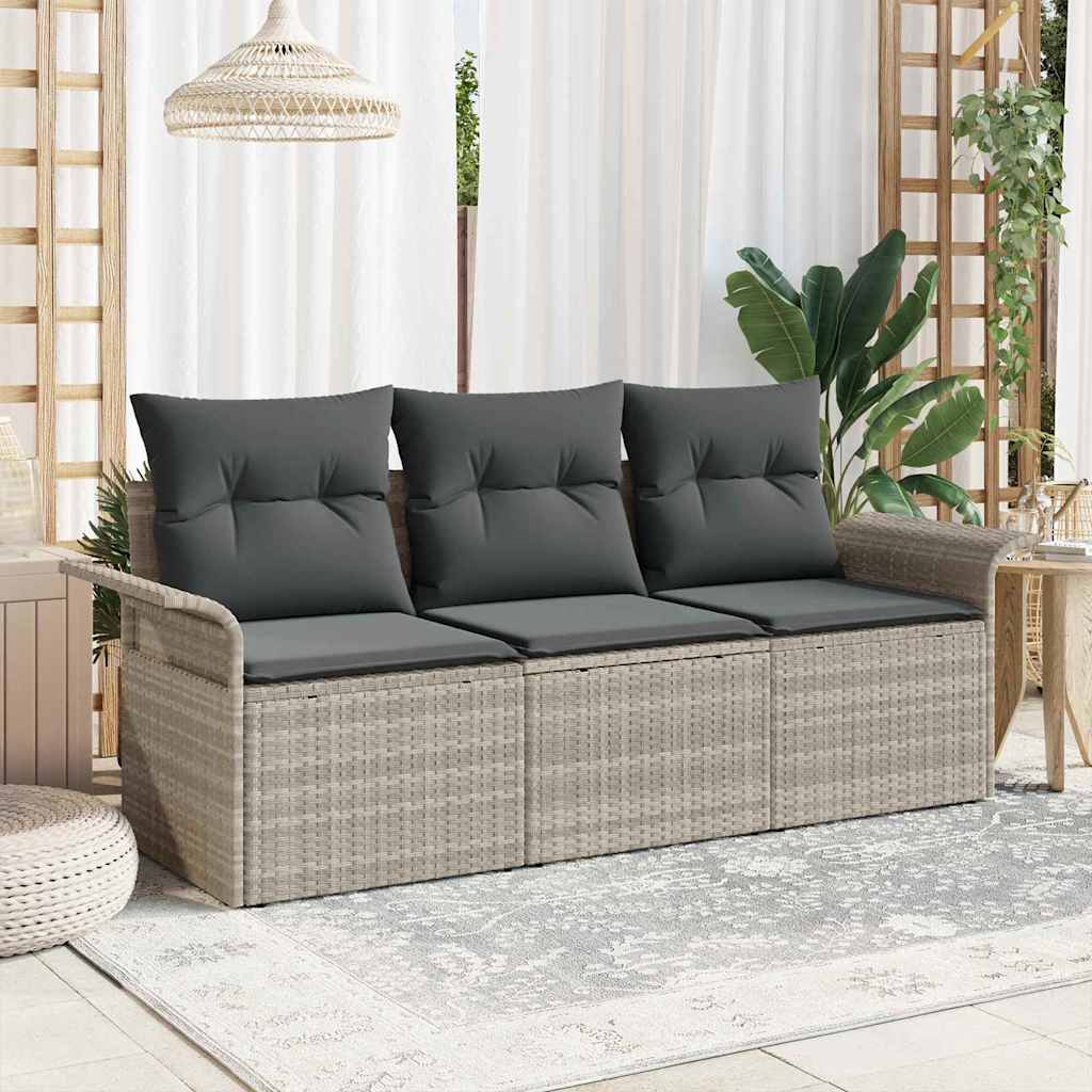 Tuin Sofa Set Met Kussen Met Opslag 3 Pcs Poly Riet