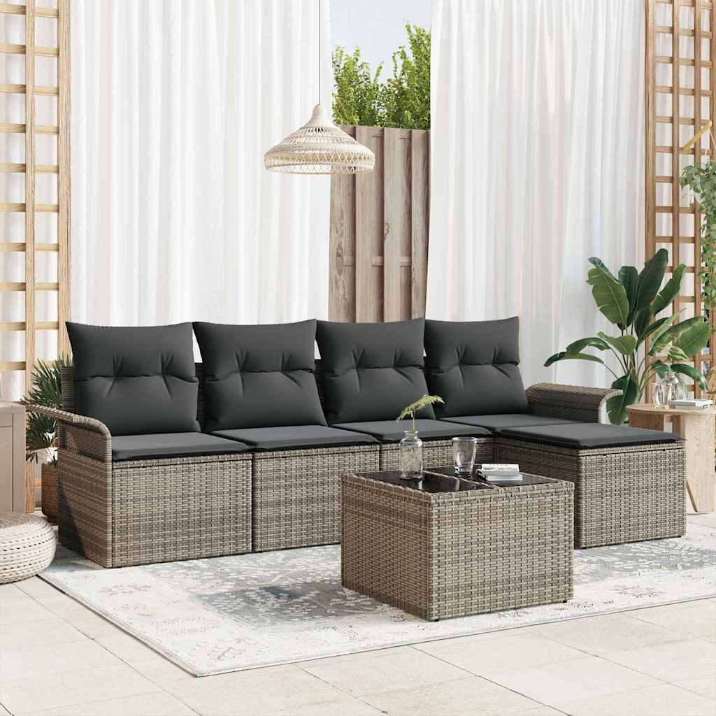 Tuin Sofa Set Met Kussen Met Opslag 6 Pcs Poly Riet