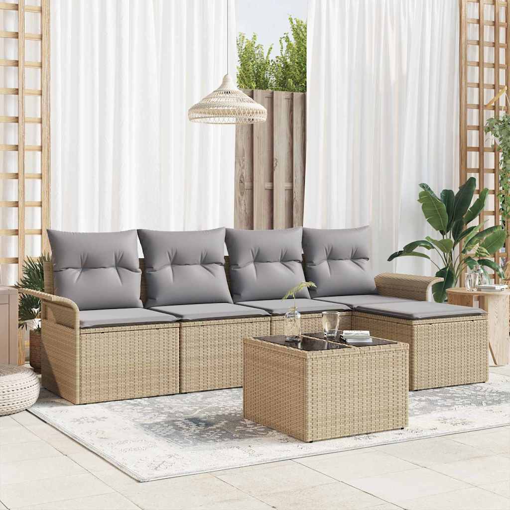 Tuin Sofa Set Met Kussen Met Opslag 6 Pcs Poly Riet