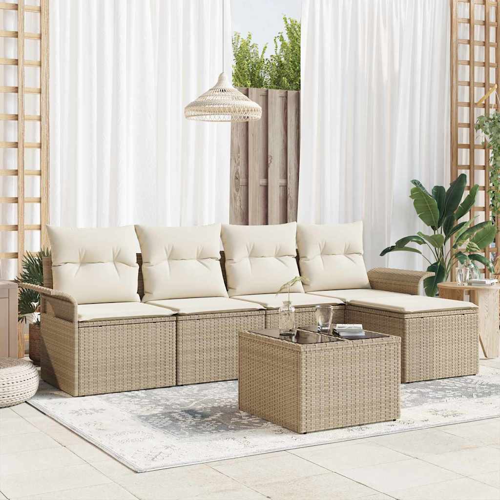 Tuin Sofa Set Met Kussen Met Opslag 6 Pcs Poly Riet