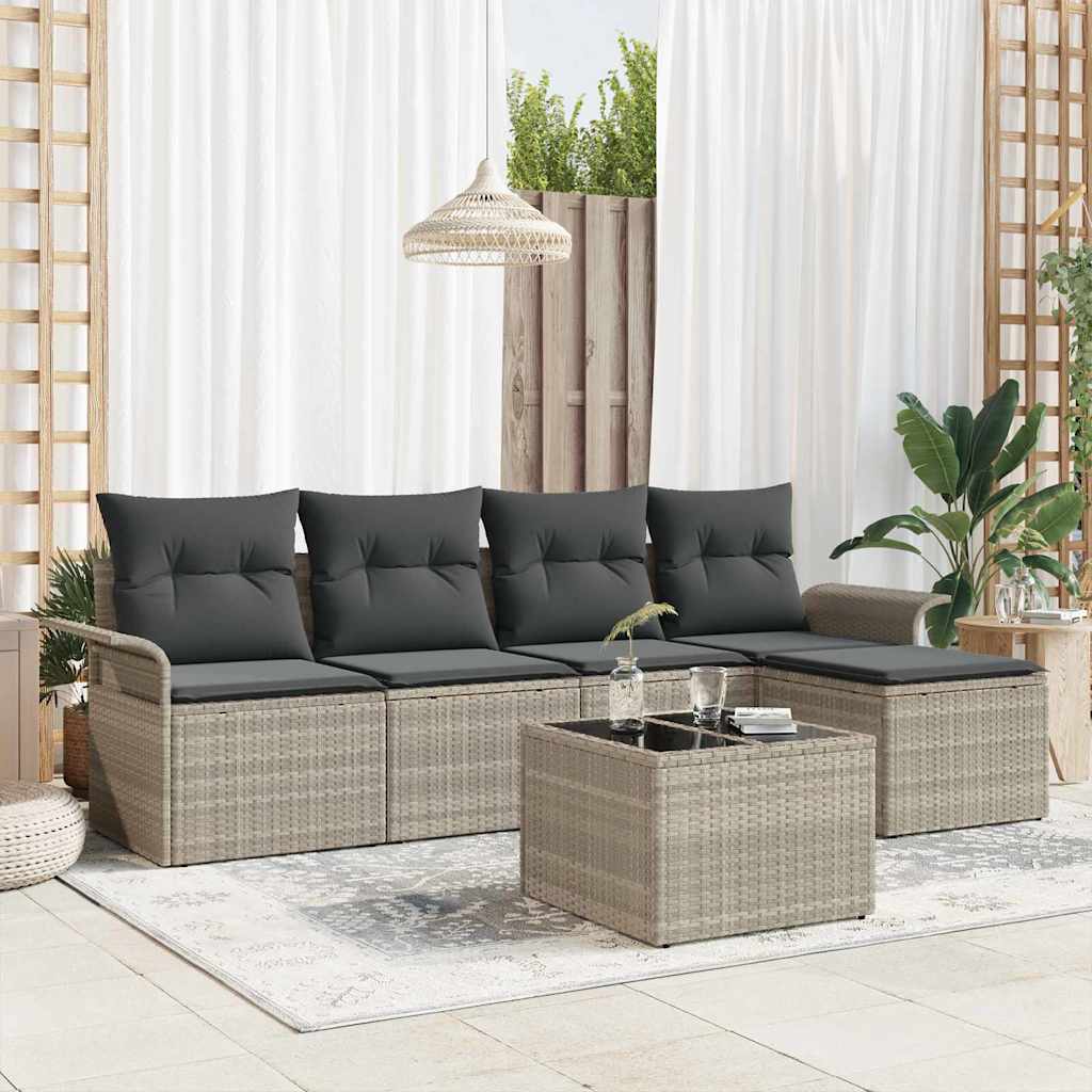 Tuin Sofa Set Met Kussen Met Opslag 6 Pcs Poly Riet