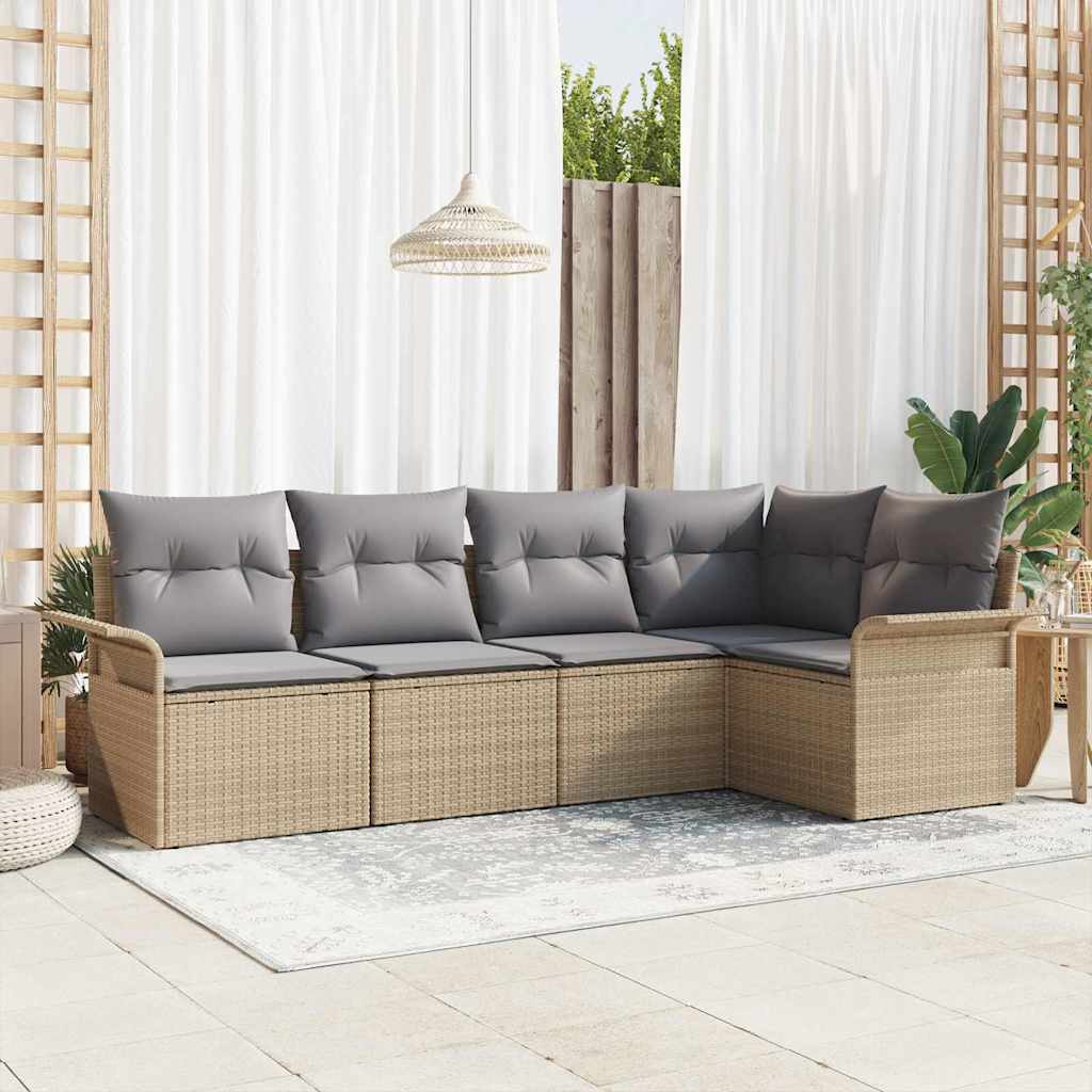 Tuin Sofa Set Met Kussen Met Opslag 6 Pcs Poly Riet