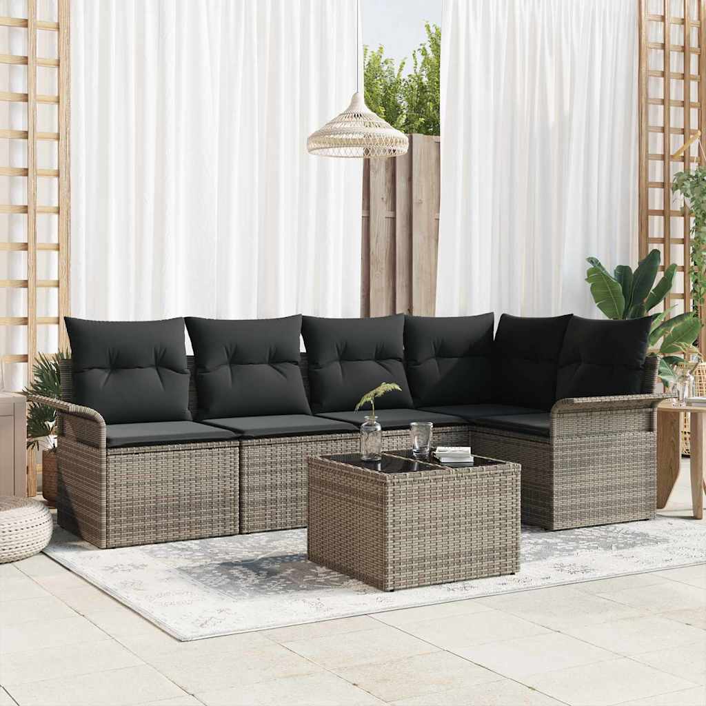 Tuin Sofa Set Met Kussen Met Opslag 6 Pcs Poly Riet