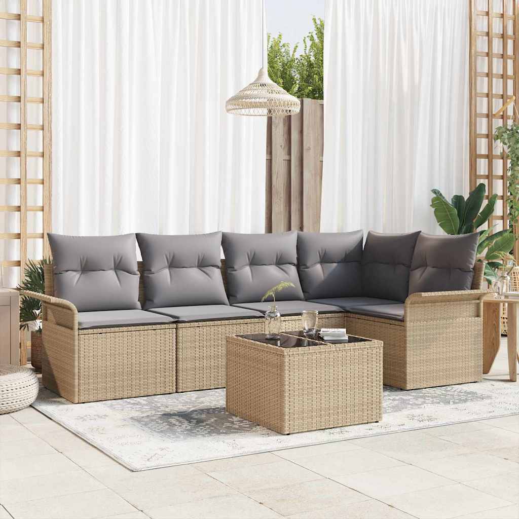 Tuin Sofa Set Met Kussen Met Opslag 6 Pcs Poly Riet