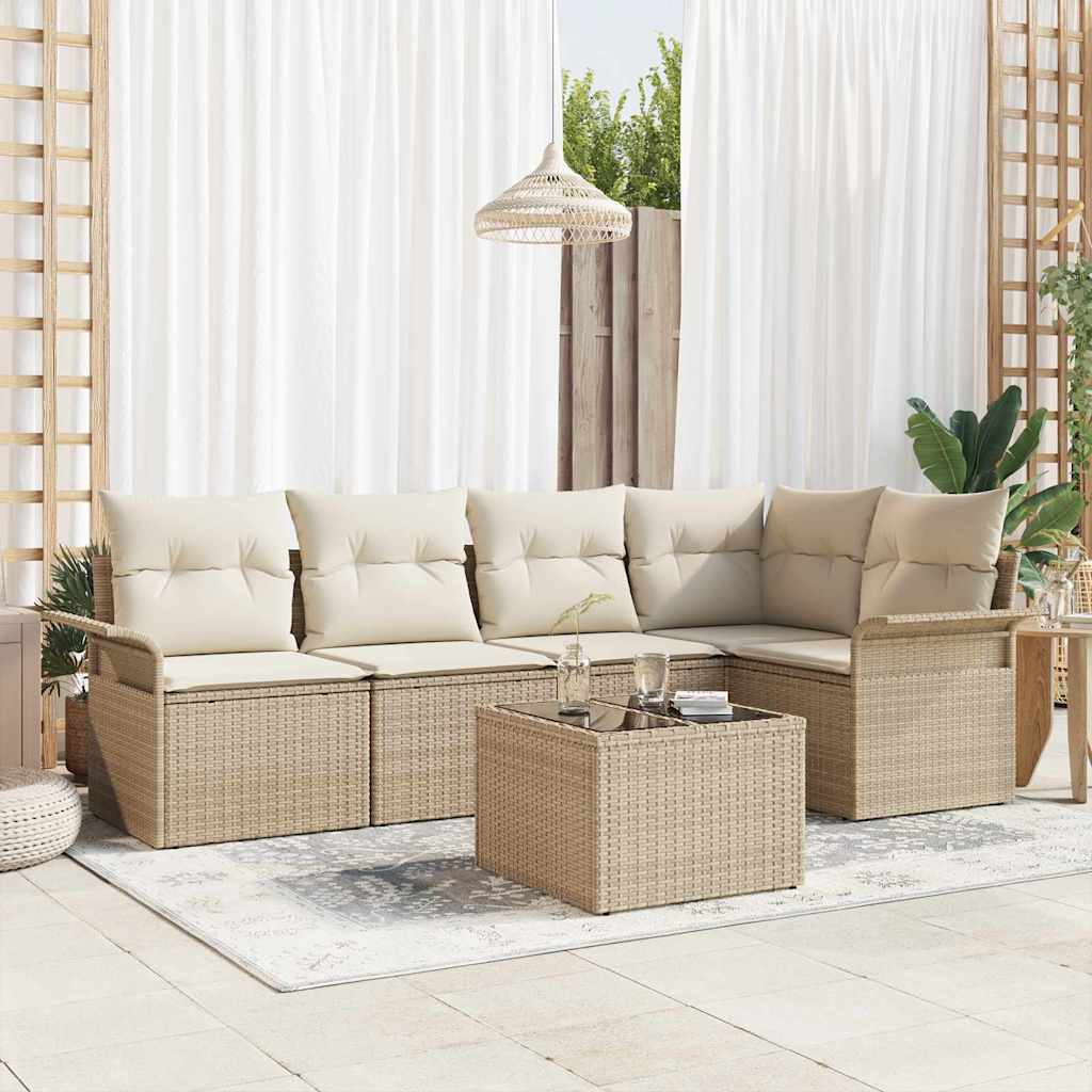 Tuin Sofa Set Met Kussen Met Opslag 6 Pcs Poly Riet