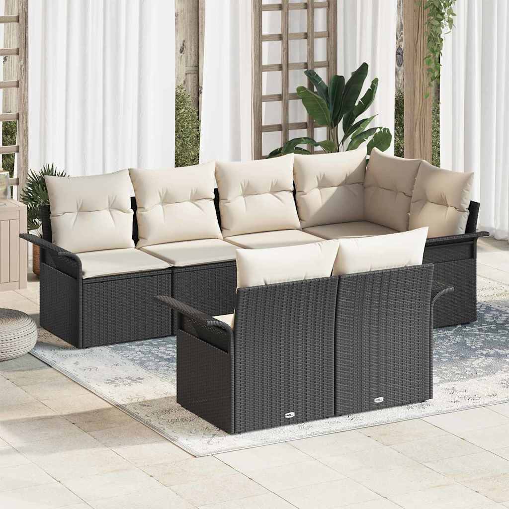 Tuin Sofa Set Met Kussen Met Opslag 7 Pcs Poly Riet