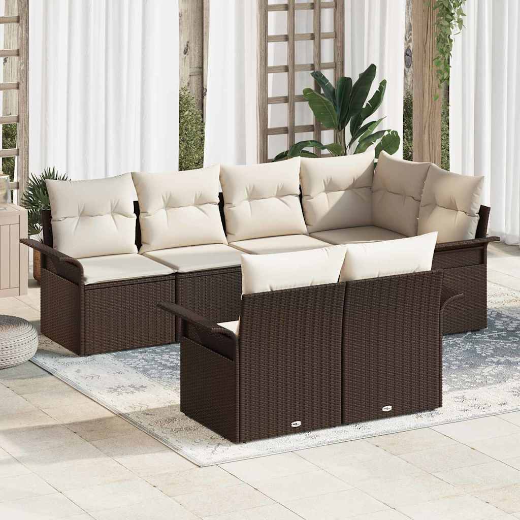 Tuin Sofa Set Met Kussen Met Opslag 7 Pcs Poly Riet