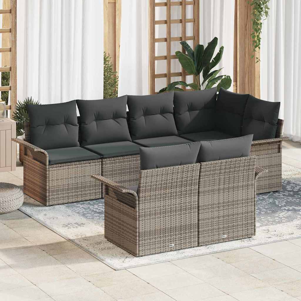 Tuin Sofa Set Met Kussen Met Opslag 7 Pcs Poly Riet