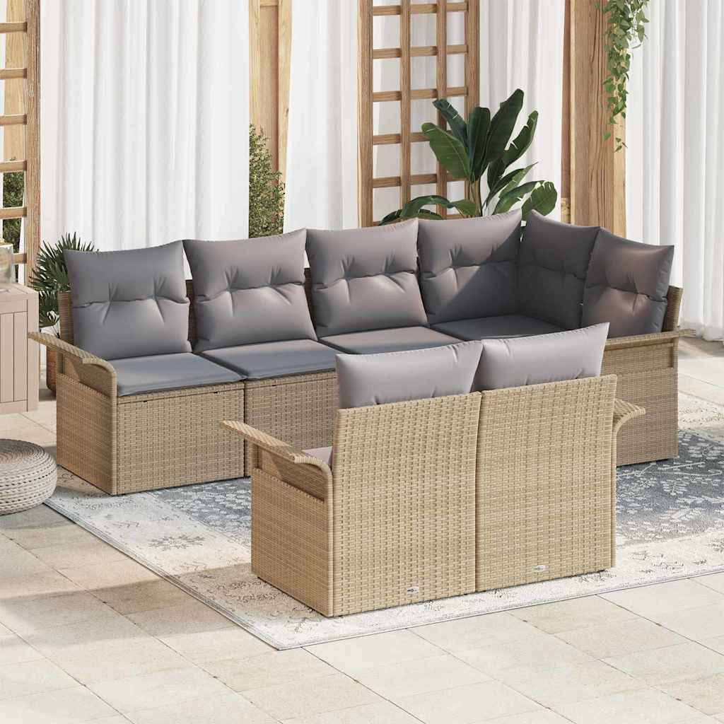Tuin Sofa Set Met Kussen Met Opslag 7 Pcs Poly Riet