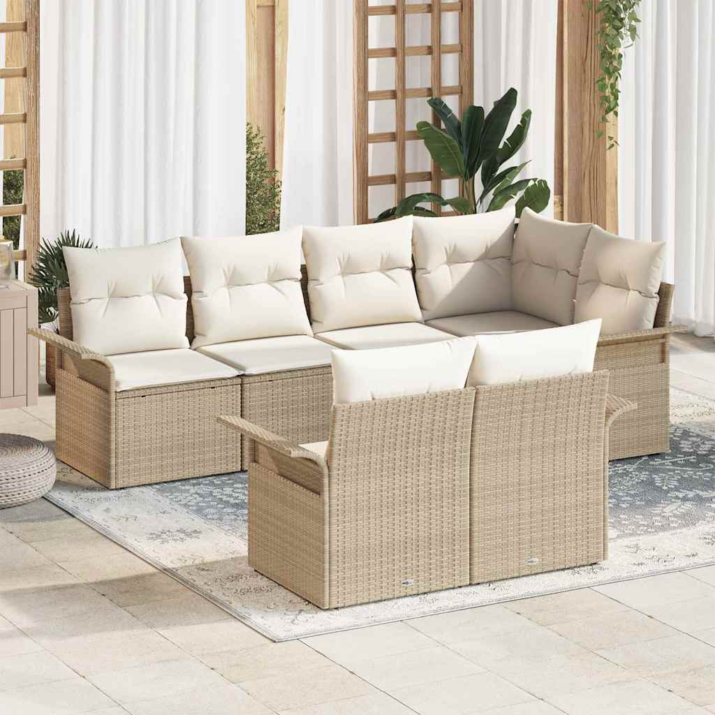 Tuin Sofa Set Met Kussen Met Opslag 7 Pcs Poly Riet