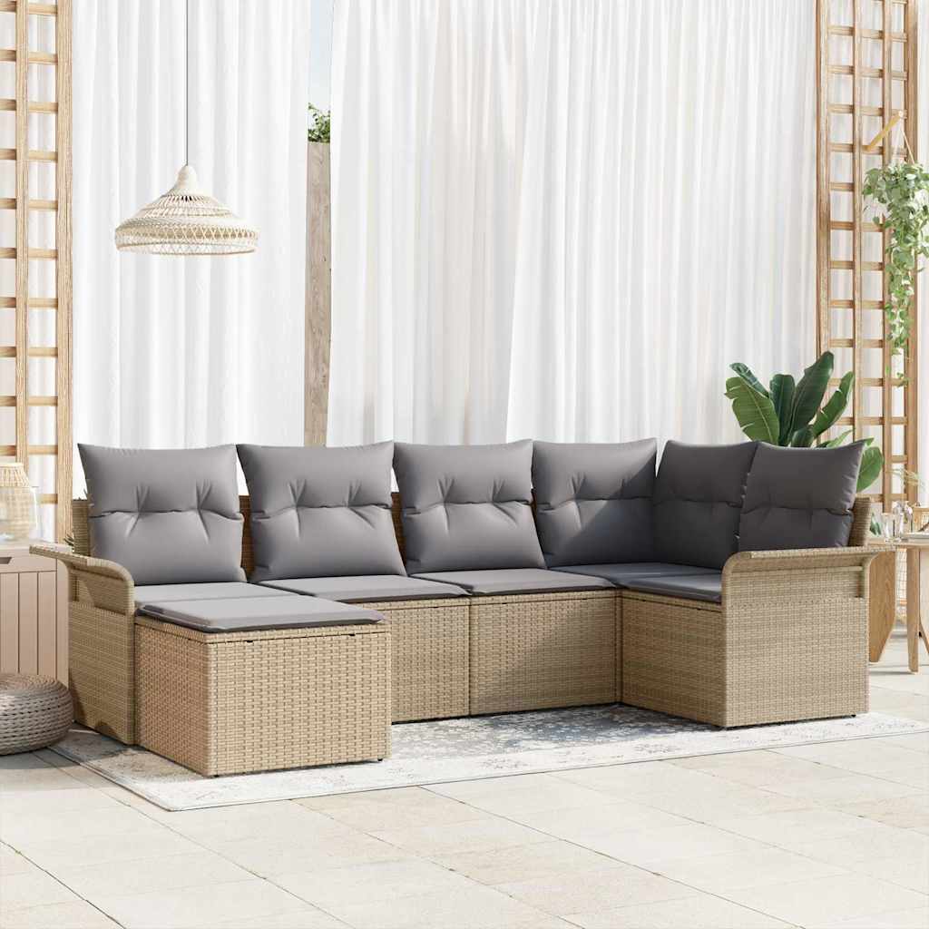 Tuin Sofa Set Met Kussen Met Opslag 7 Pcs Poly Riet