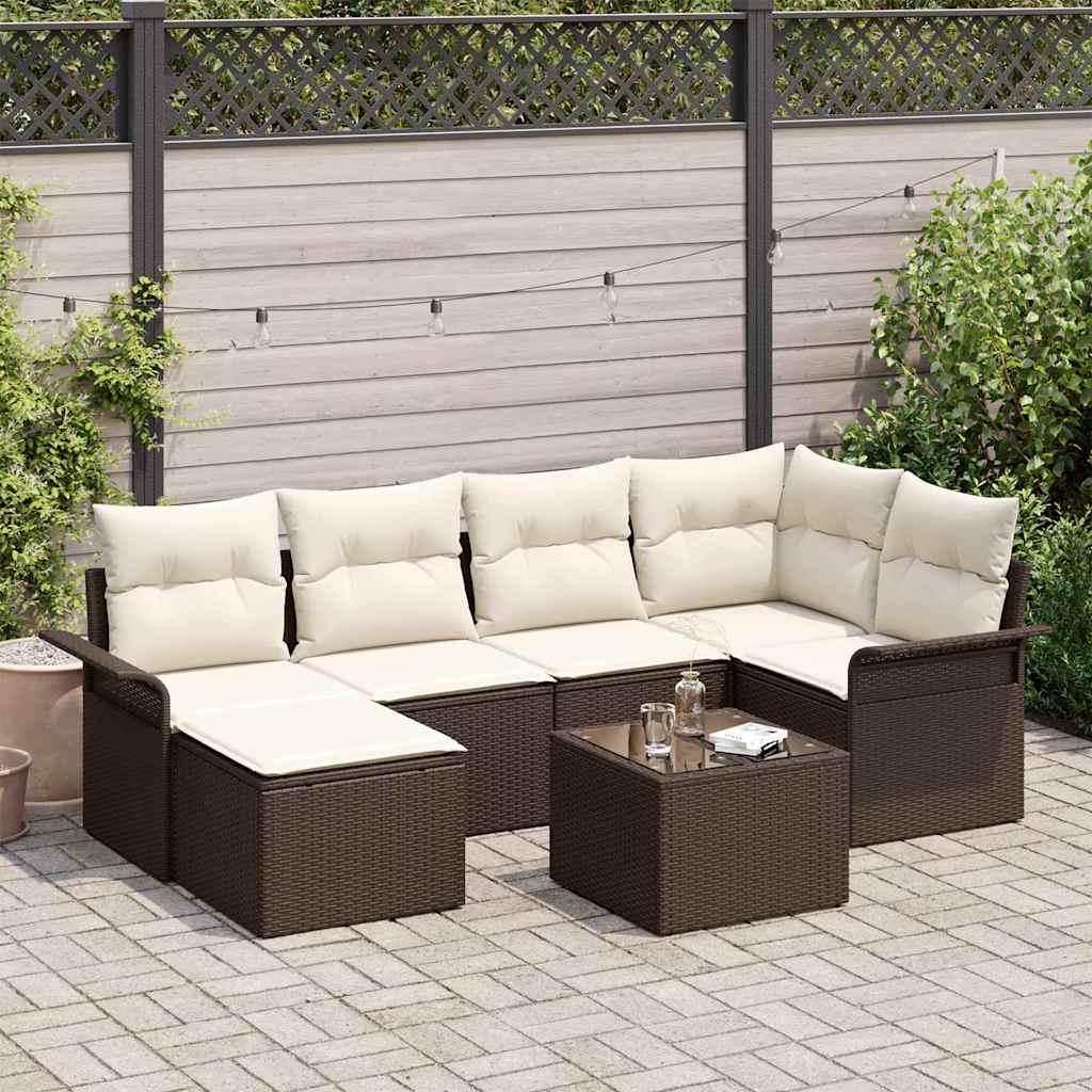 Tuin Sofa Set Met Kussen Met Opslag 7 Pcs Poly Riet