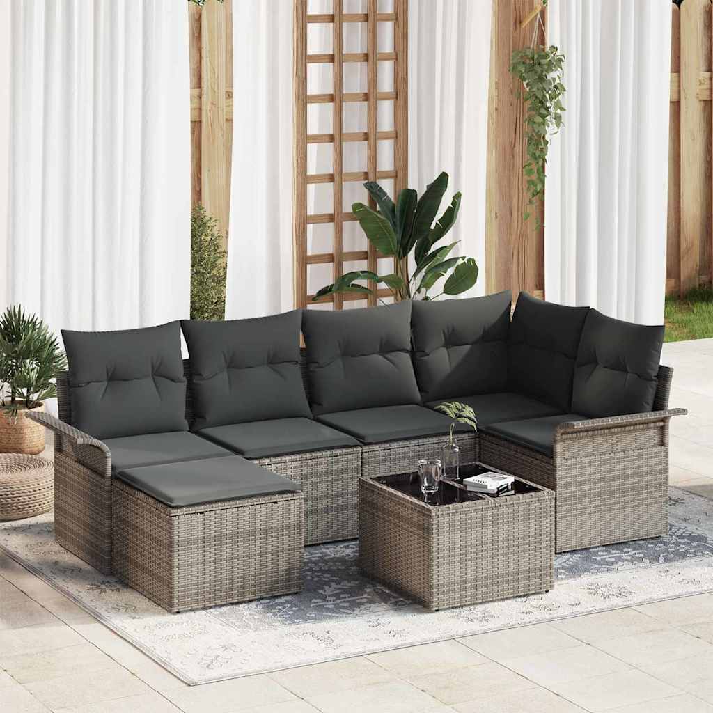 Tuin Sofa Set Met Kussen Met Opslag 7 Pcs Poly Riet