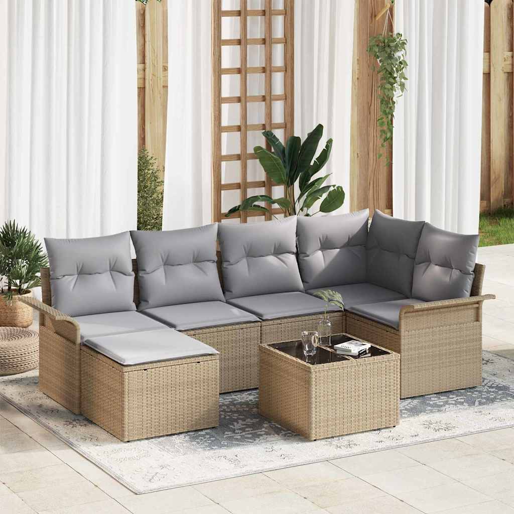 Tuin Sofa Set Met Kussen Met Opslag 7 Pcs Poly Riet