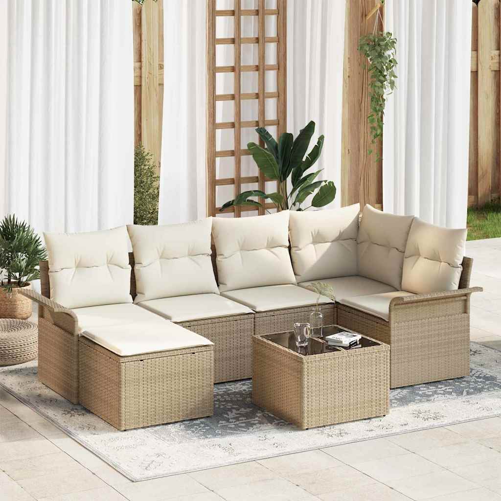 Tuin Sofa Set Met Kussen Met Opslag 7 Pcs Poly Riet