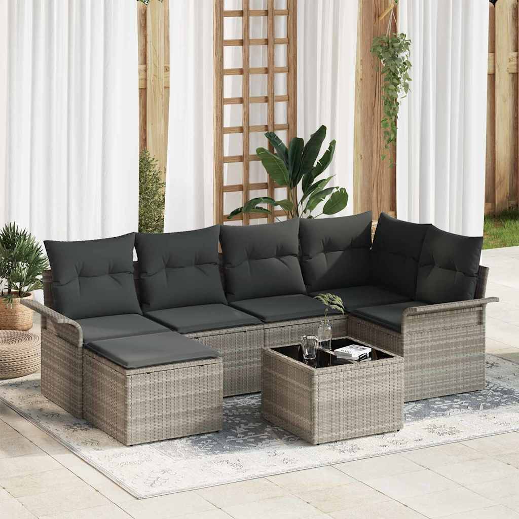 Tuin Sofa Set Met Kussen Met Opslag 7 Pcs Poly Riet
