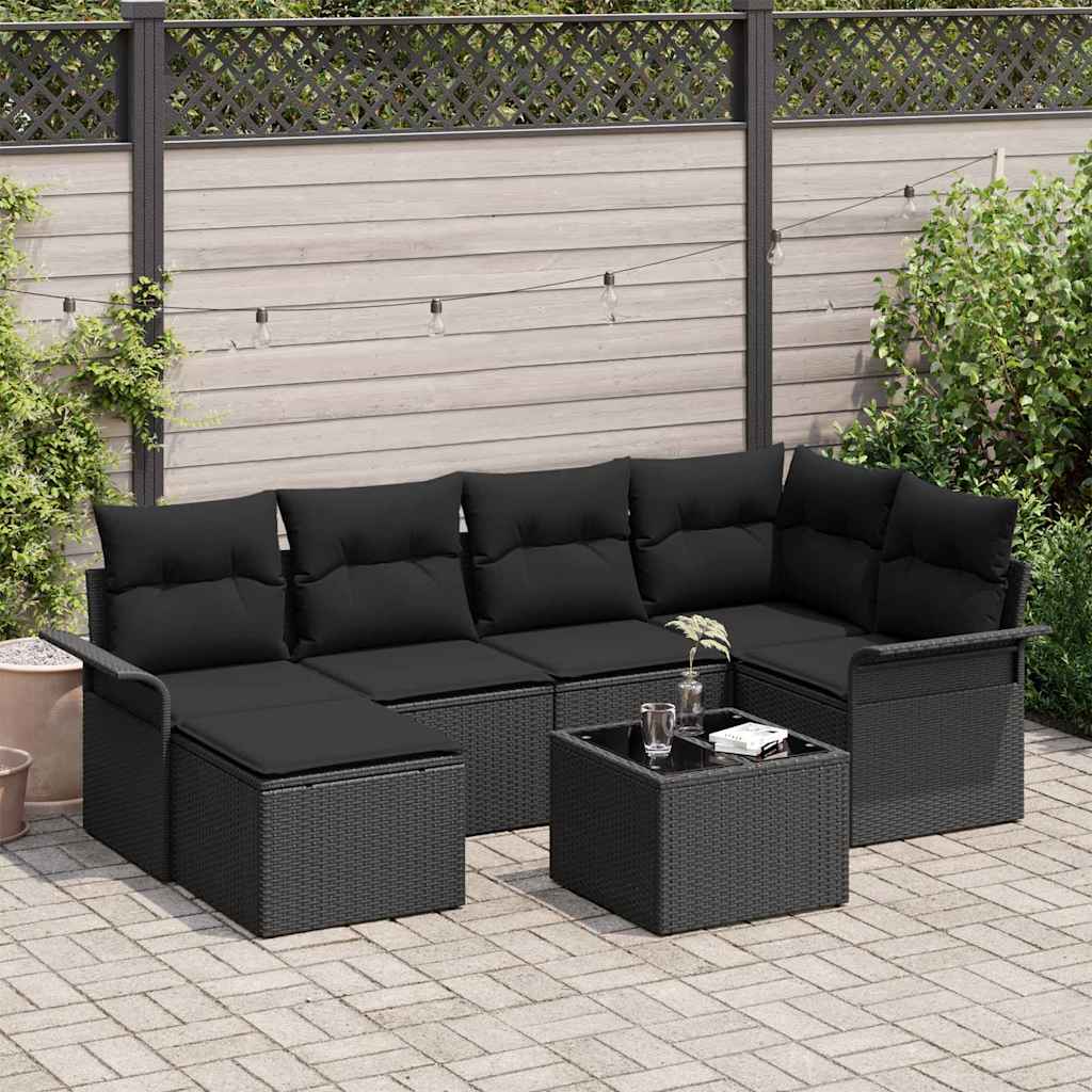 Tuin Sofa Set Met Kussen Met Opslag 7 Pcs Poly Riet
