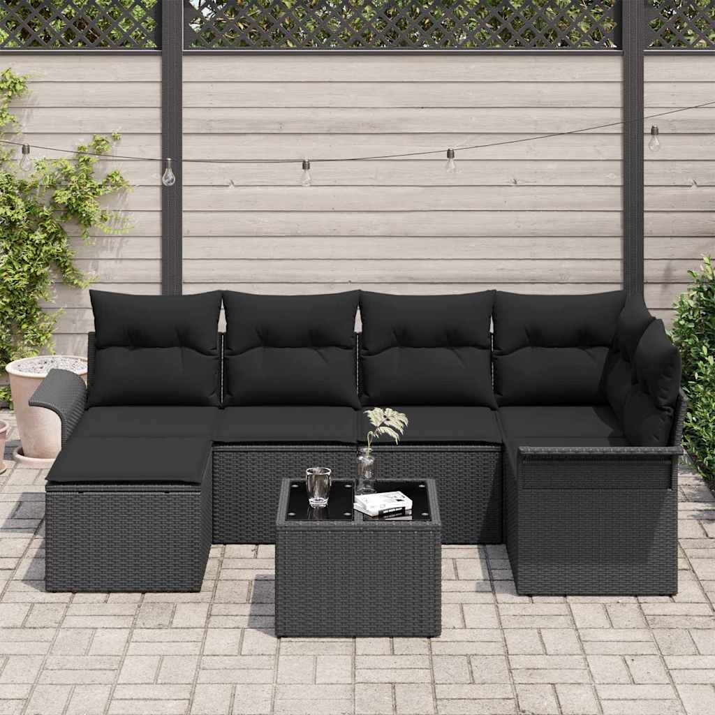 Tuin Sofa Set Met Kussen Met Opslag 7 Pcs Poly Riet