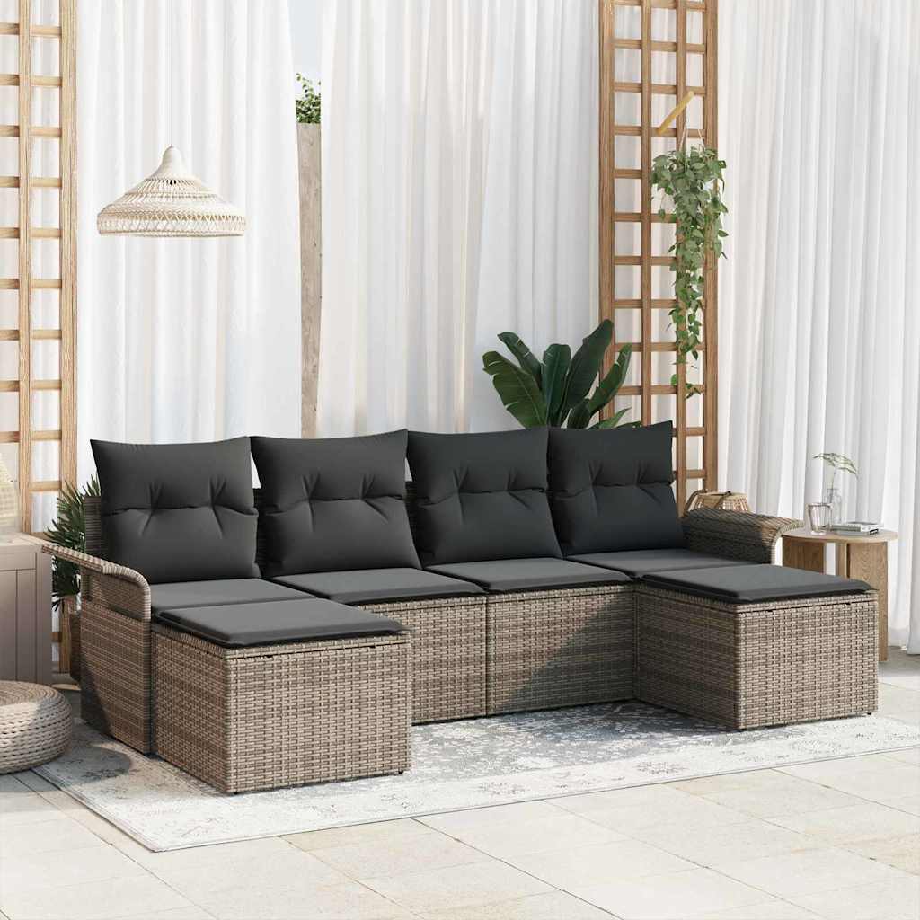 Tuin Sofa Set Met Kussen Met Opslag 6 Pcs Poly Riet