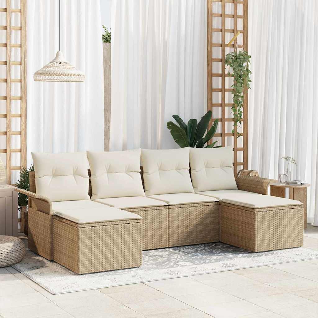 Tuin Sofa Set Met Kussen Met Opslag 6 Pcs Poly Riet