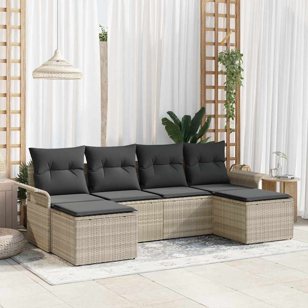 Tuin Sofa Set Met Kussen Met Opslag 6 Pcs Poly Riet
