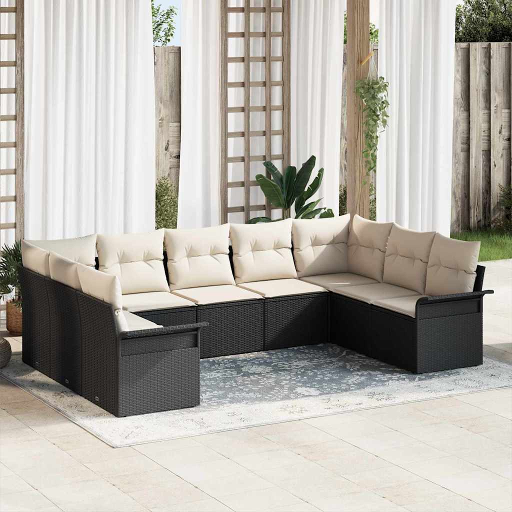 Tuin Sofa Set Met Kussen Met Opslag 10 Pcs Beige Poly Riet