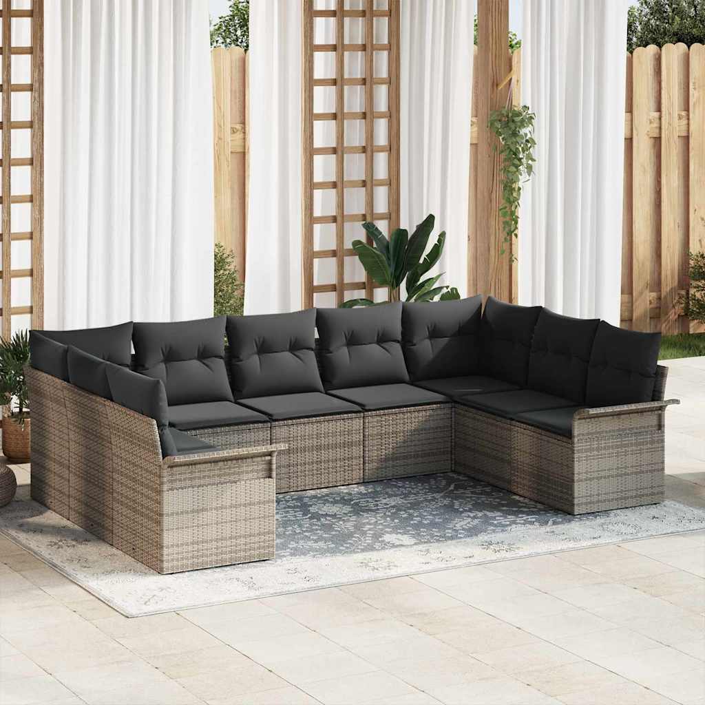 Tuin Sofa Set Met Kussen Met Opslag 10 Pcs Beige Poly Riet