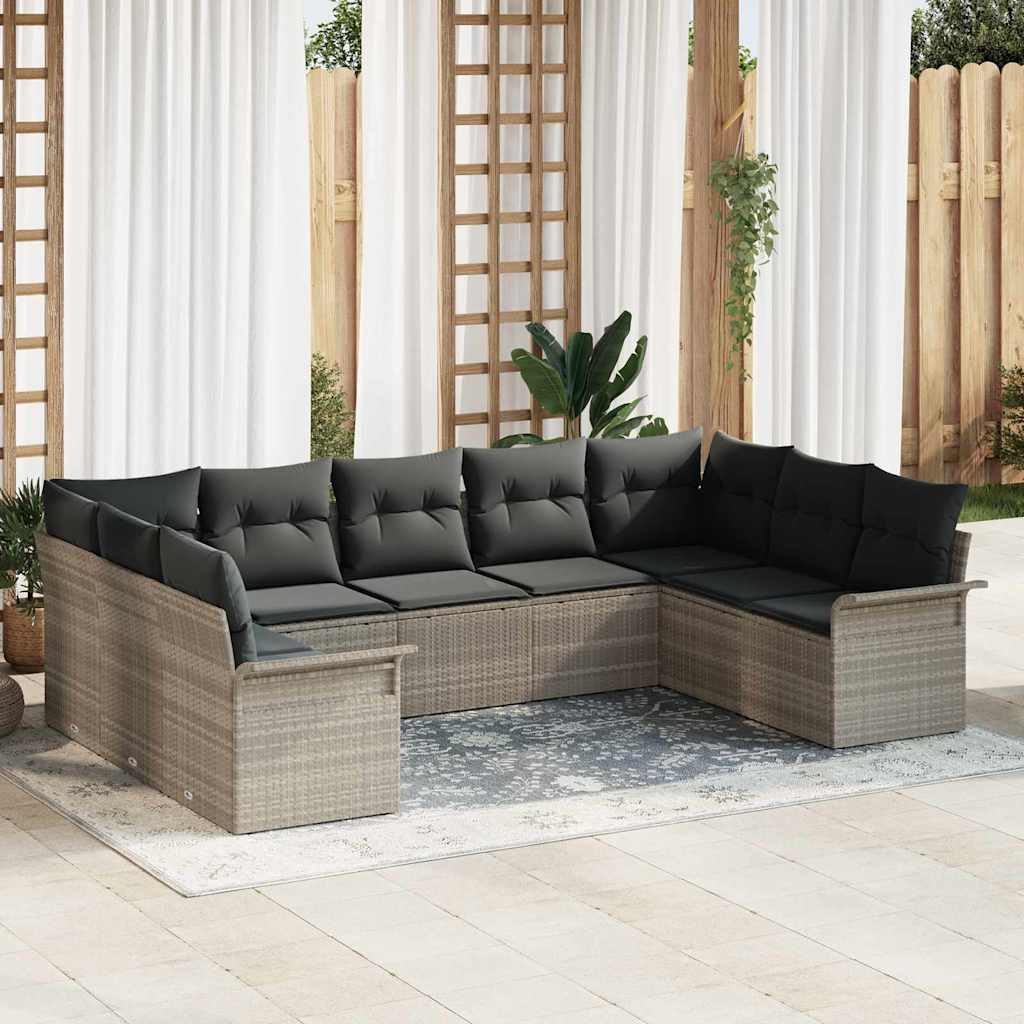 Tuin Sofa Set Met Kussen Met Opslag 10 Pcs Beige Poly Riet