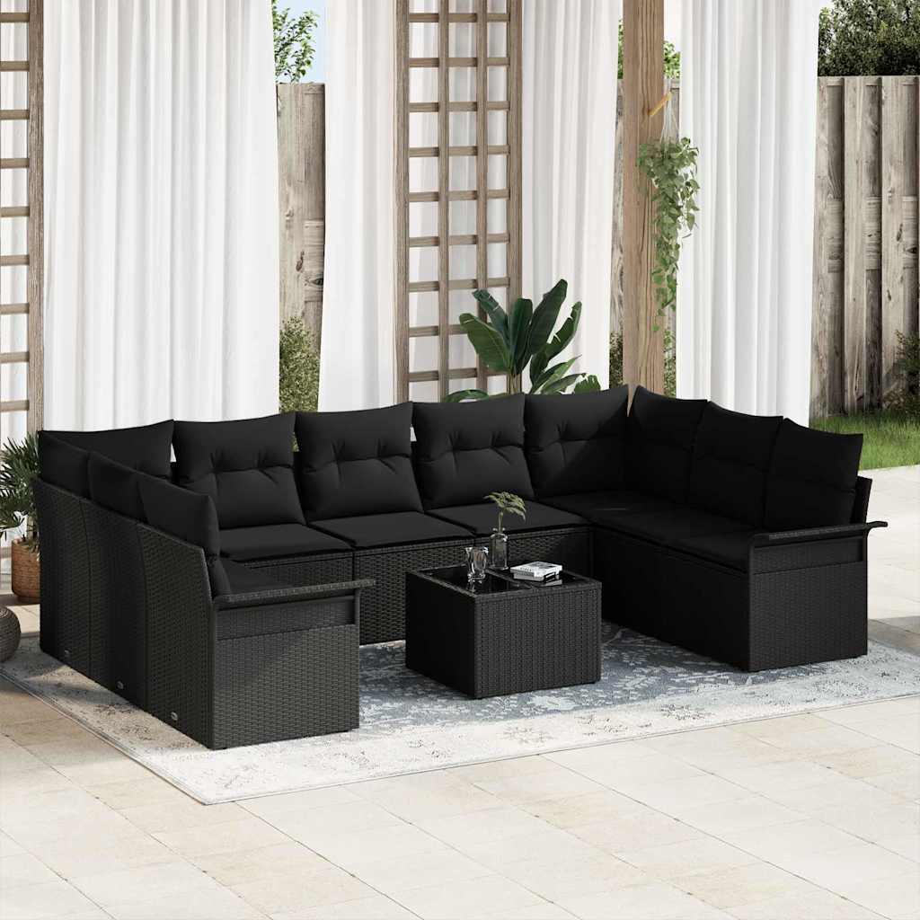 Tuin Sofa Set Met Kussen Met Opslag 10 Pcs Beige Poly Riet